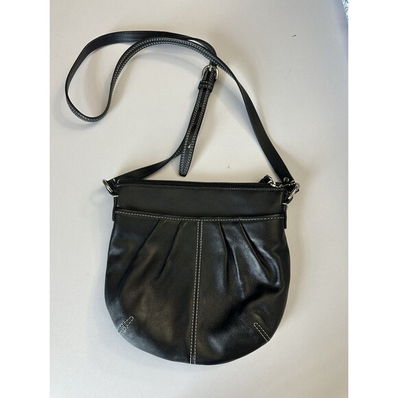 Coach Black Leather SoHo Hobo Shoulder Bag Adjustable Crossbody Strap Handbag - Picture 1 of 8